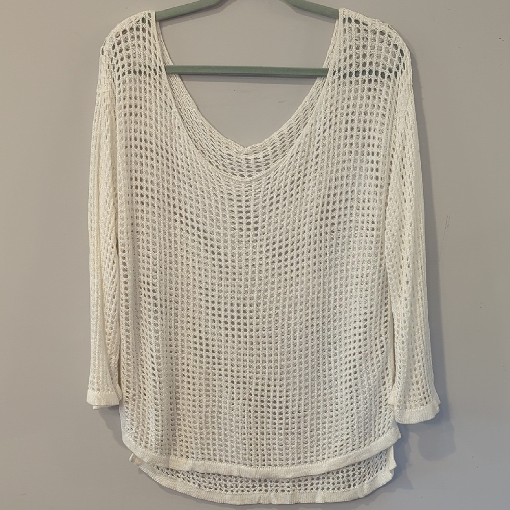 White Mesh Top Open Knit size Large